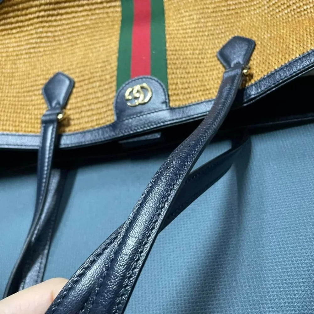100% Authentic Gucci Raffia Ophidia Tote Bag 999-101924 - Picture 7 of 14